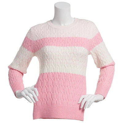 Womens Tommy Hilfiger Sport Color Block Taffy Pink Cable Sweater