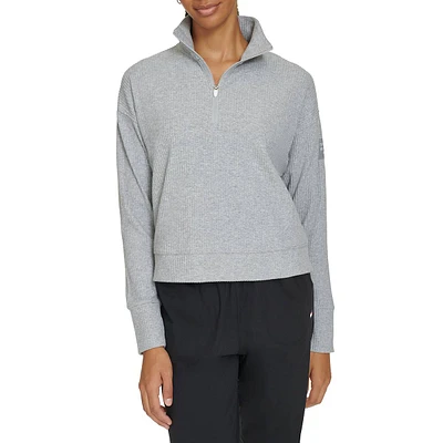 Womens Tommy Hilfiger Sport Collared Quarter Zip Rib Pullover