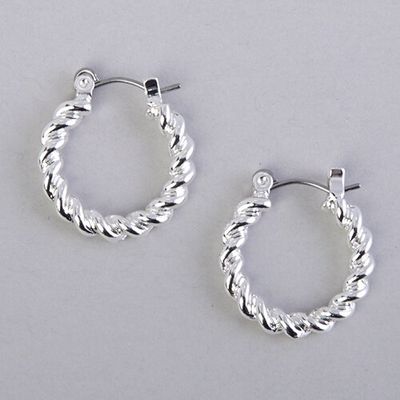 Chaps Silver-Tone Twisted Hoop Earrings