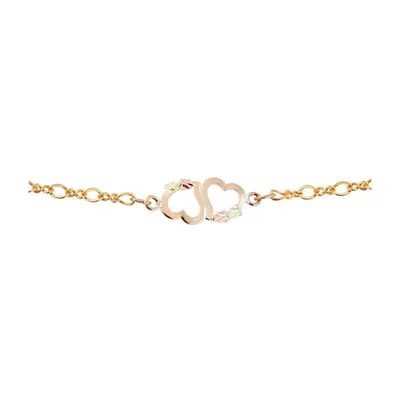 Black Hills Gold 10kt. 12KLEAF 2HRT ANKLET