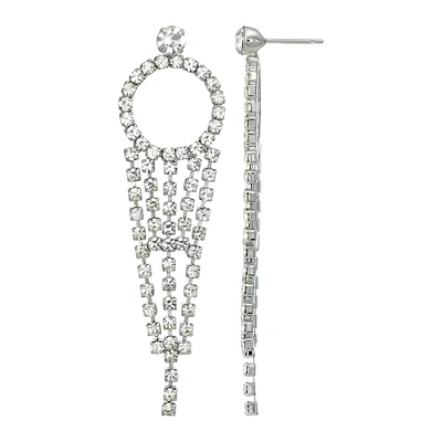 Roman Silver-Tone Cup Chain Circle Chandelier Earrings