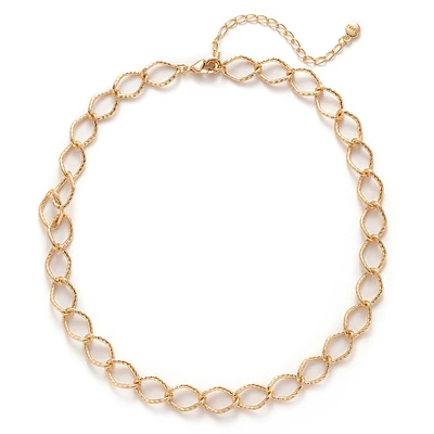 Wearable Art Gold-Tone Rope Textured Chain Link Necklace