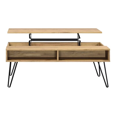 Coaster Lift Top Storage Coffee Table - Golden Oak & Black