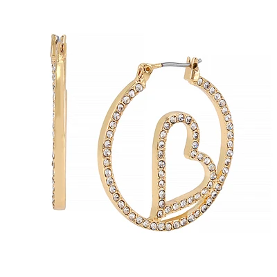 Steve Madden Pave Heart Hoop Earrings