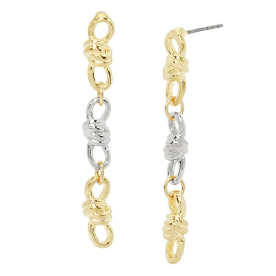 Steve Madden Two-Tone Knot Linear Dangle Earrings