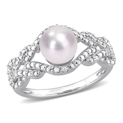 Gemstone Classics(tm) Pearl & Diamond Accent Infinity Ring