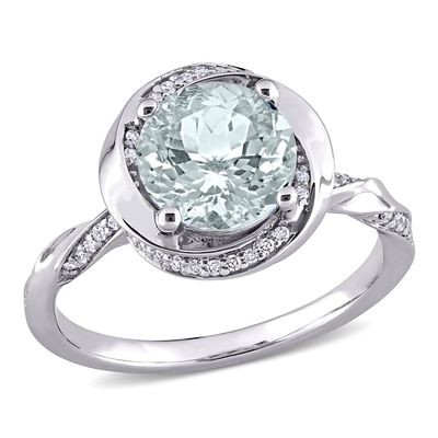 Gemstones Classics(tm) 10kt. White Gold Aquamarine Swirl Ring