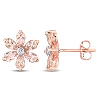 Gemstone Classics(tm) 3ctw. Morganite Floral Stud Earrings