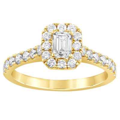 Diamond Classics(tm) 14kt. Gold Round & Emerald Cut Engagement Ring
