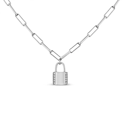 Haus of Brilliance 1/10ctw. Diamond Lock Pendant Necklace