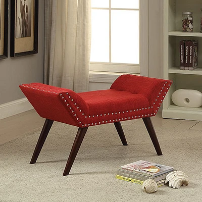 Worldwide Homefurnishings Upholstered Bench with Stud Detail