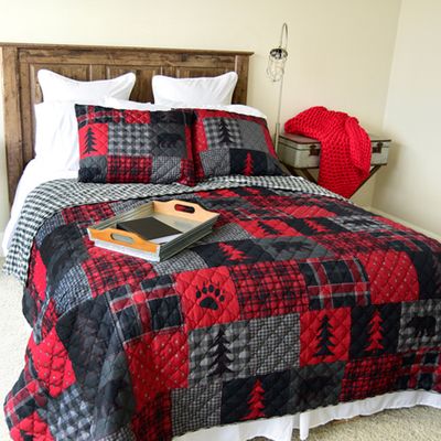 Your Lifestyle Red Forest Reversible Quilt Set