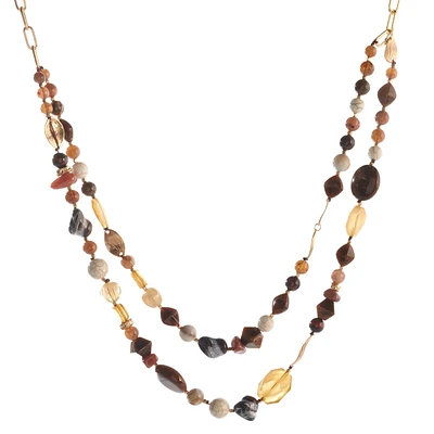 Ashley Cooper(tm) Brown & Gold Layered Beaded Necklace