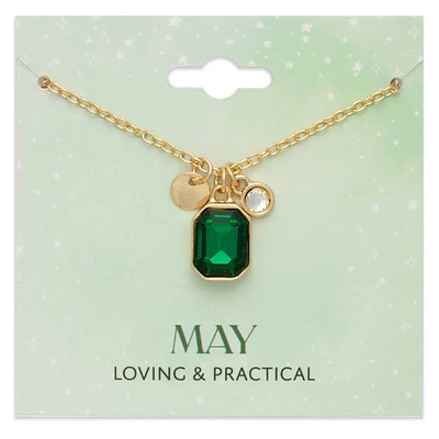 May Birthstone Crystal Charm Pendant Necklace