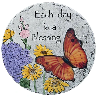 Each day is a Blessing Butterfly & Flowers Stepping Stone