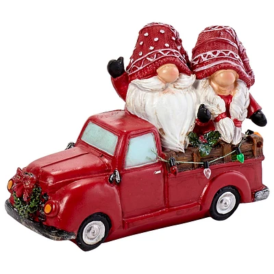 Resin Christmas Gnomes in a Truck Decor