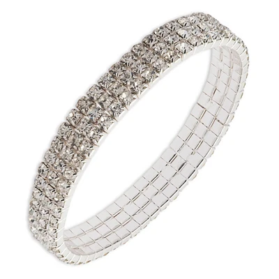 You're Invited Silver-Tone Crystal Stretch Bracelet