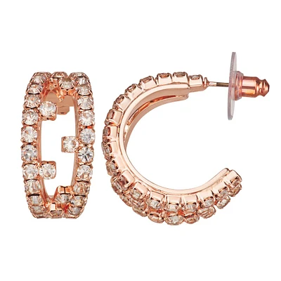 You're Invited Rose Gold-Tone Crystal C Hoop Earrings