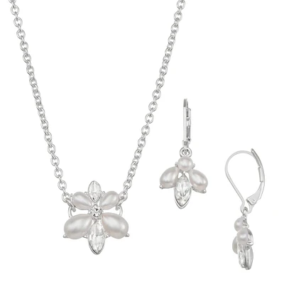 You're Invited Pearl & Crystal Pendant & Drop Earrings Set