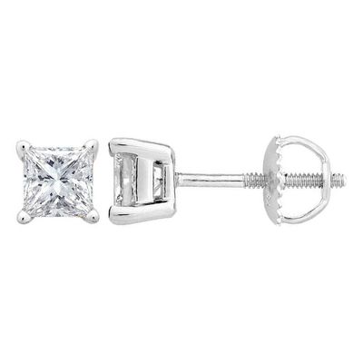 Parikhs 14kt. White Gold Diamond Cut Stud Earrings