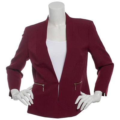 Womens Kasper Open Jacket w/Zipper Pockets