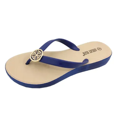 Womens Ashley Blue Glee Medallion Jelly Flip Flops