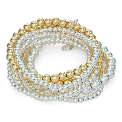 Napier Two-Tone Mixed Beads 7-Row Stretch Bracelet