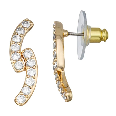 Napier Gold-Tone Crystal Double Stud Earrings