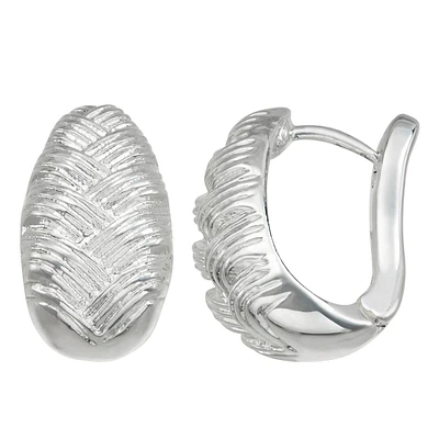 Napier Silver-Tone Textured Chunky Huggie Hoop Earrings