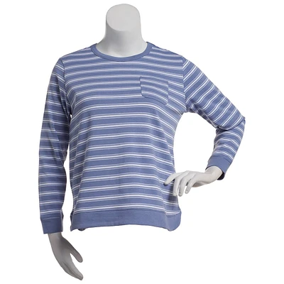 Womens Hasting & Smith Long Sleeve Striped French Terry Tee