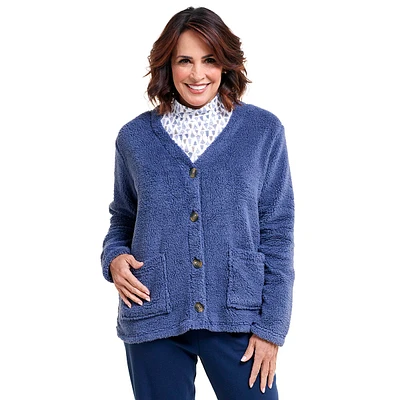 Womens Hasting & Smith Long Sleeve Button Down Fleece Cardigan