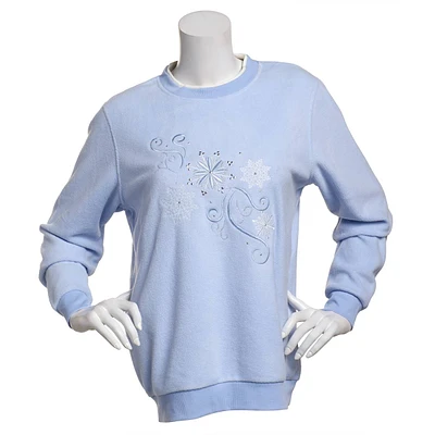 Womens Madison Taylor Snowflake Swirl Microfleece Sweatshirt