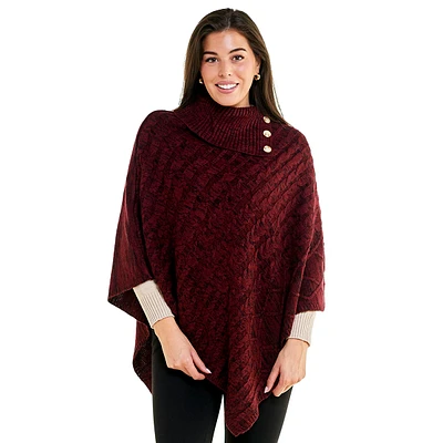 Womens Tint & Shadow Marled Cabled Poncho