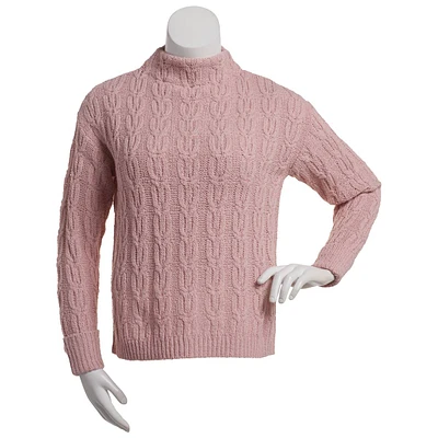 Plus Size Architect(R) Long Sleeve Mock Neck Cabled Sweater