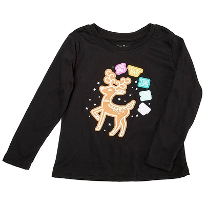 Toddler Girl Tales & Stories Long Sleeve Reindeer Graphic Tee