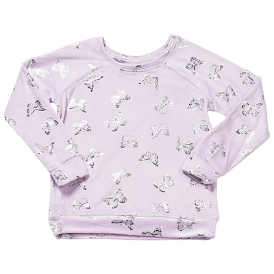 Girls (7-16) Tales & Stories Velour Foil Butterflies Sweatshirt