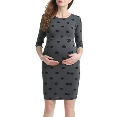 Womens Glow & Grow(R) Dotted Maternity Midi Dress