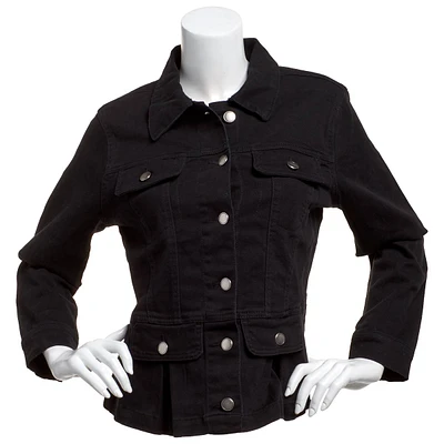 Womens Baccini Denim Pleated Peplum Jacket