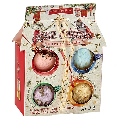 Maison De Base Dried Flowers Bath Fizzers - Set of 4