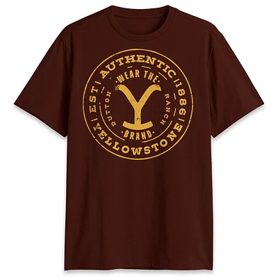 Young Mens Yellowstone Wear the Brand Graphic Tee - Brown