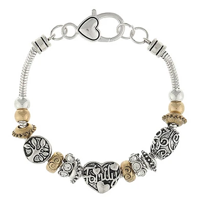 Antique Silver & Gold Plated Heart/Tree of Life Charm Bracelet