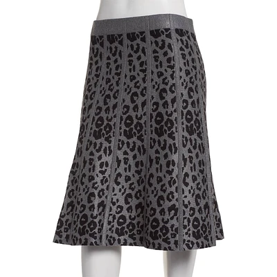 Womens Hanna Gracie Pull-On A-Line Leopard Knee Length Skirt