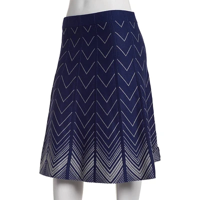 Womens Hanna Gracie Pull On A-Line Zig Zag Knee Length Skirt