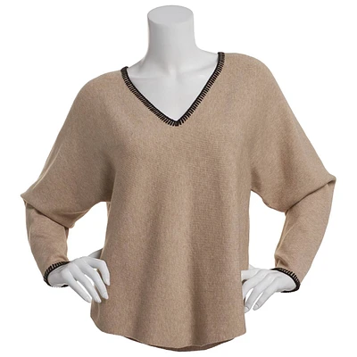 Womens Hanna & Gracie Long Sleeve V-Neck Dolman Sweater