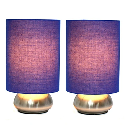 Simple Designs Gemini Mini Touch Lamp w/Fabric Shades-Set of 2