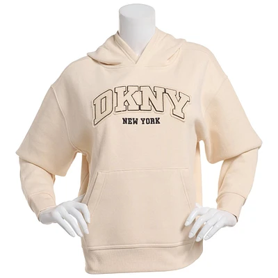 Womens DKNY Sport Embroidered Varsity Logo Fleece Lined Hoodie