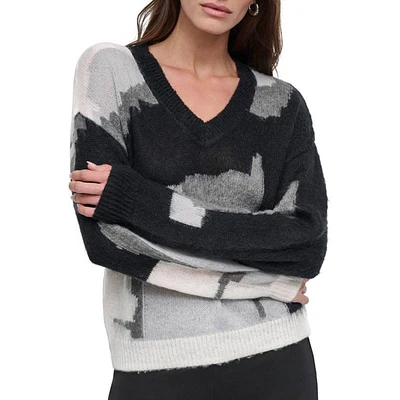 Womens DKNY Long Sleeve V-Neck Sweater