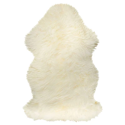 9th & Pike(R) Natural New Zealand Sheepskin Wool Accent Rug