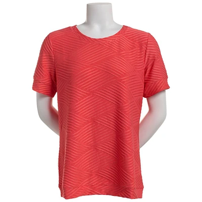 Womens Emily Daniels Short Sleeve Textured Tee with Band Trim
