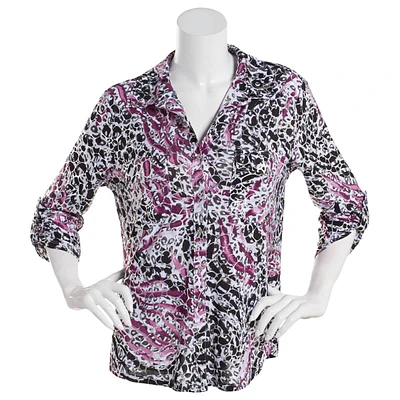 Womens Emily Daniels Foil Geo Animal Print Blouse